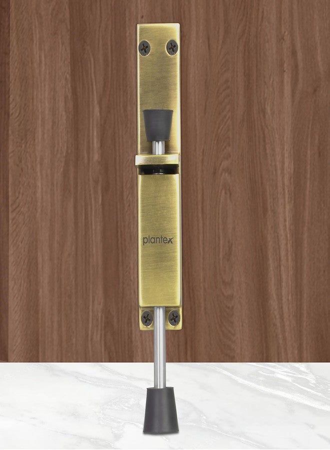 Plantex Kickdown Door Stopper Spring Loaded Telescopic Step On/Off Door Stopper Rubber, Adjustable Heavy Duty Door Locks Holder Stops/Release by Foot/Door Stop - (Brass Antique) - Image 2